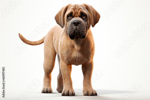 English Mastiff dog on a white background. Adorable 3D cartoon animal portrait. photo