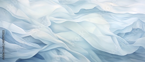 Flowing folds of silk fabric blowing gently in the wind, smooth satin blue texture, rolling waves and curves. 