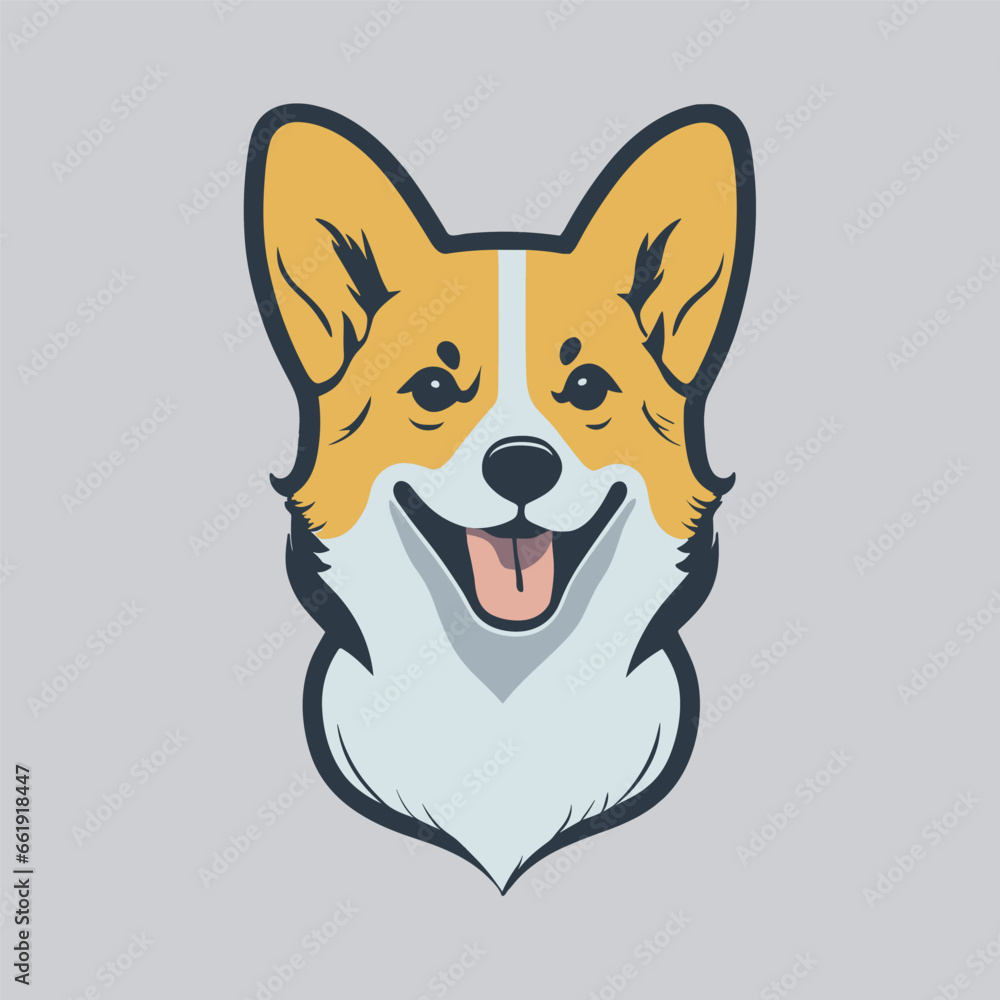 Cartoon illustration of corgi, cute dog, can be use as logo, made in flat design Cartoon illustration of corgi, cute dog, can be use as logo, made in flat design