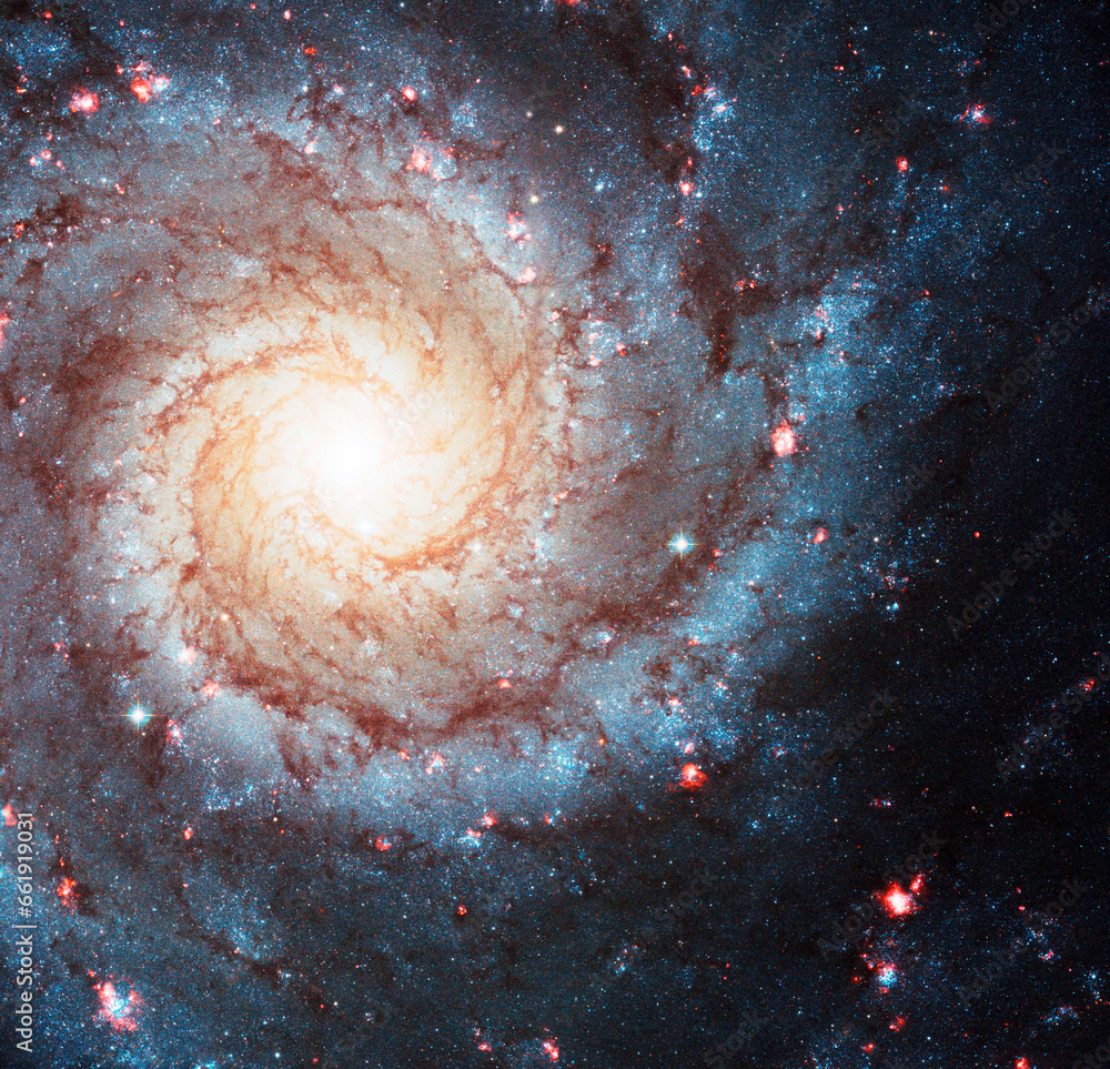 Fototapeta premium Star, galaxy or universe in space on dark background in the natural milky way solar system for astronomy. Light, nebula and infinity of the night sky in the cosmos for fantasy or wallpaper background