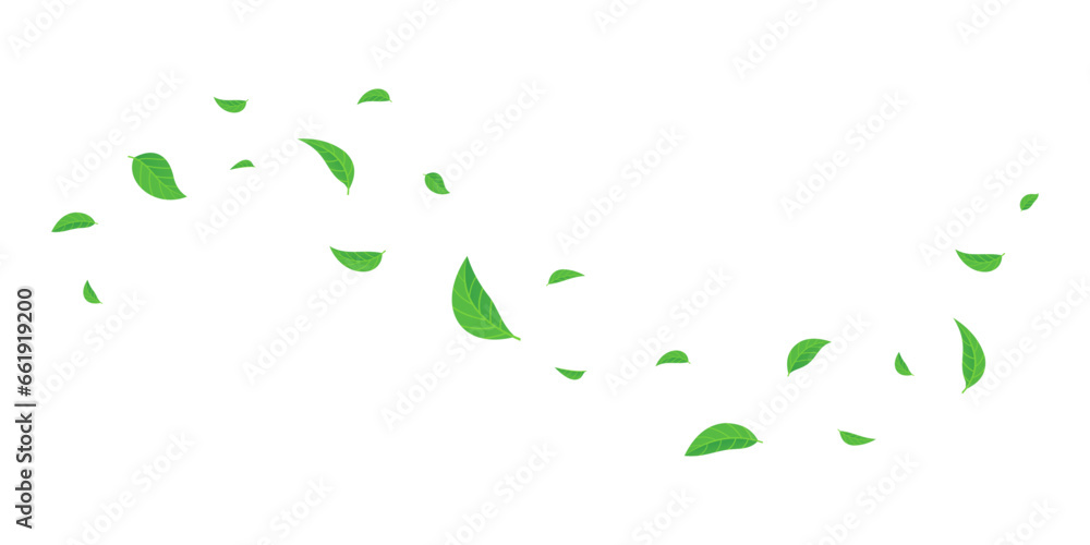 green leaves flying on wind illustration - obrazy, fototapety, plakaty 