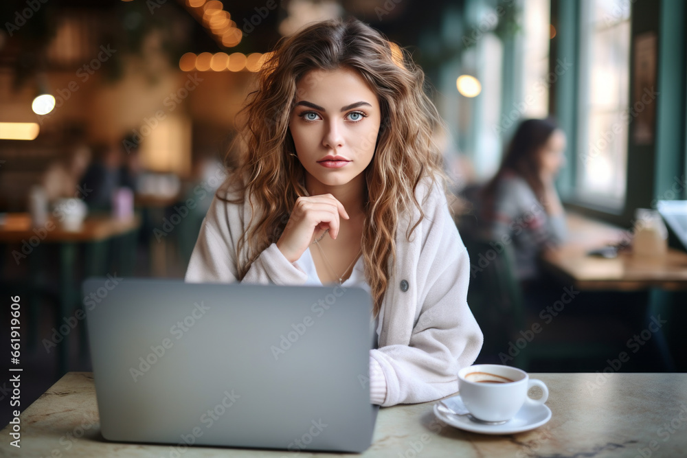 Frau im Cafe, Generative AI Frau im Cafe, Generative AI