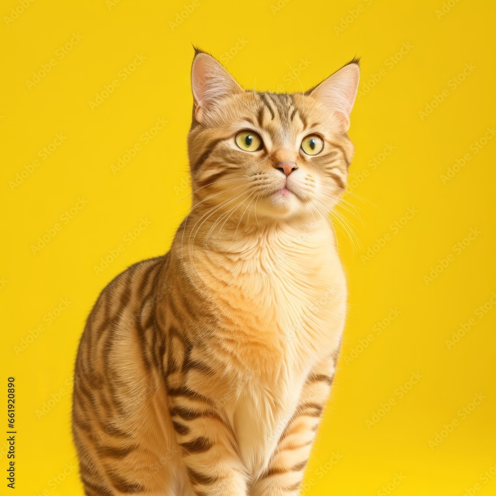 Cat Portrait - Capturing Feline Grace in a Plain Background