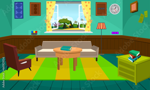 interior of a room with a window