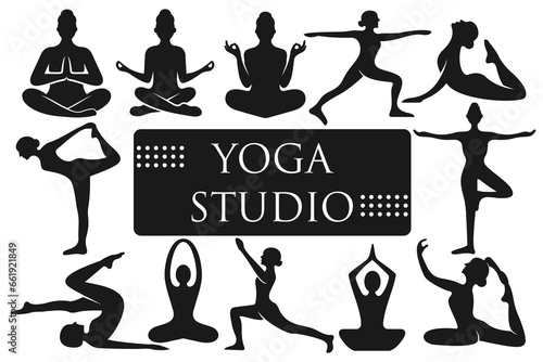 Collection of Yoga Logo abstract design illustration .Health Spa Meditation Harmony Logotype .