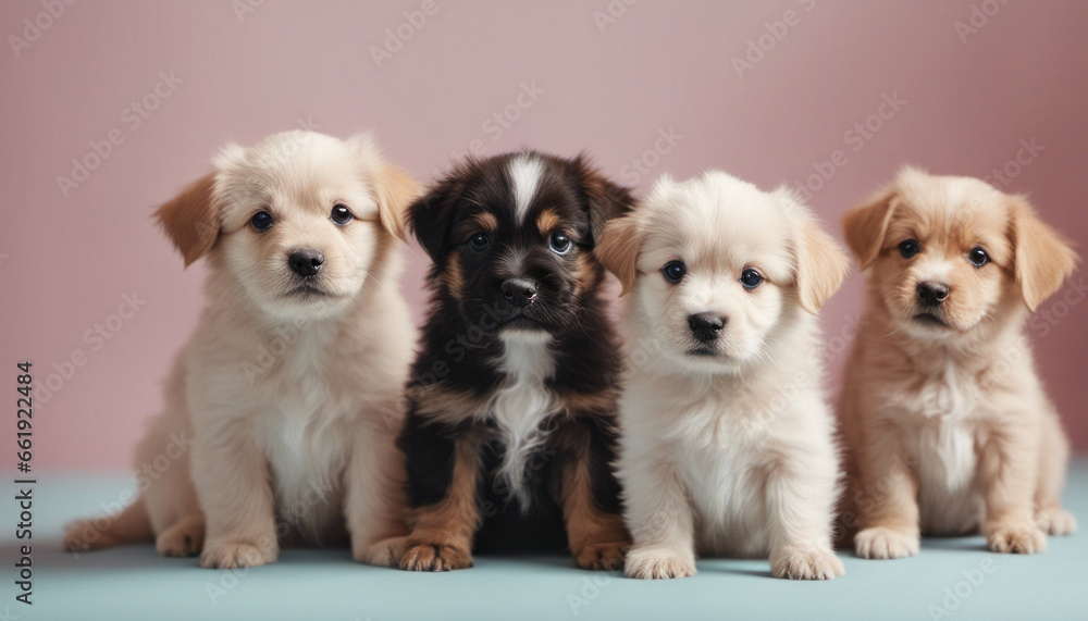 cute puppies on a pastel background with copy space, leaving blank space for a quote cute puppies on a pastel background with copy space, leaving blank space for a quote