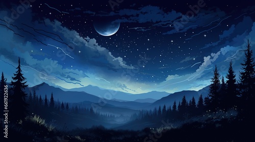 Beautiful Aurora night light landscape background. AI generated image