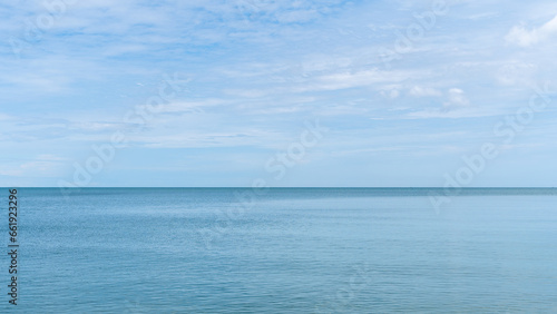 The water sea is clear and bright blue. wide sea view, landscape blue ocean waves.