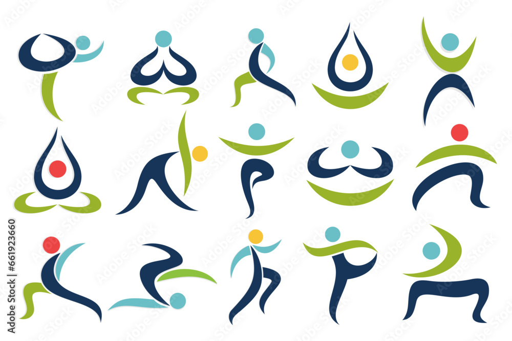 Collection of yoga logo. various poses of yoga.Yoga exercises. Design for yoga studio . Collection of yoga logo. various poses of yoga.Yoga exercises. Design for yoga studio .