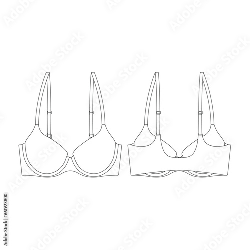 template push up bra vector illustration flat design outline clothing collection