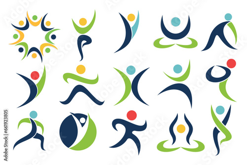 Collection of yoga logo. various poses of yoga.Yoga exercises. Design for yoga studio .