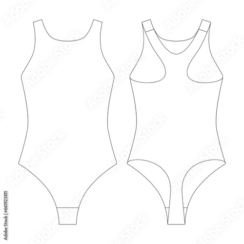 template racerback bodysuit vector illustration flat design outline clothing collection