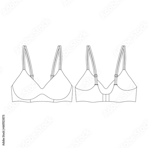 template wireless lightly lined bra vector illustration flat design outline clothing collection