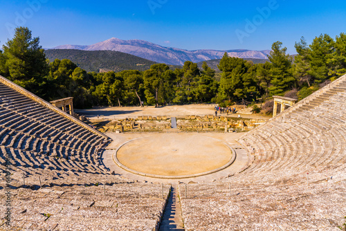 Epidavfos, Greece - 16 February 2023 - The old Greek theater of Epidavros