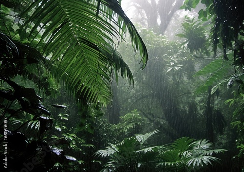  Shrouded in Mystery  Rainy Jungle Canopy Wonders  Generativ ai.