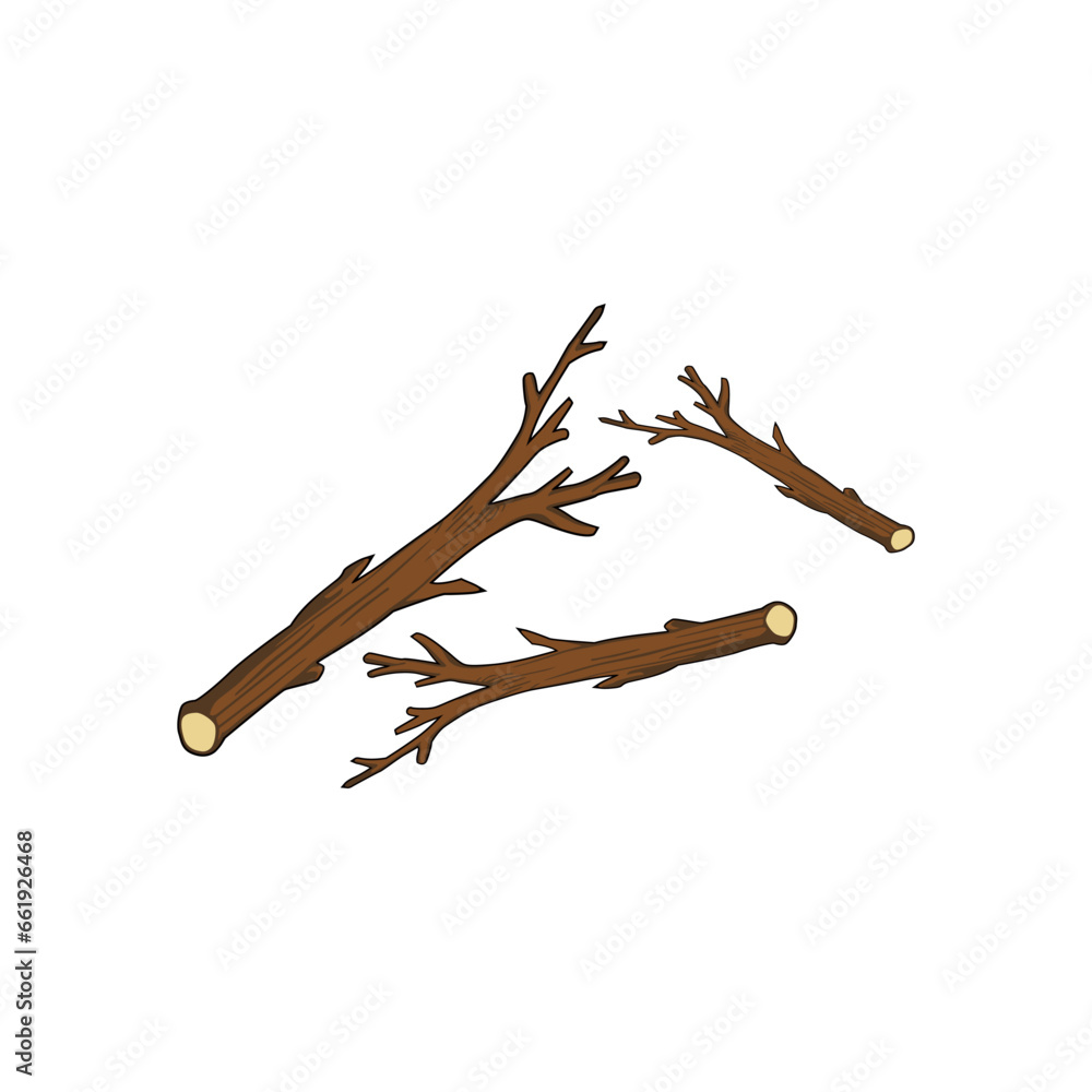 Flat style vector stem twig