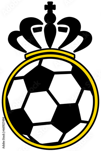 Logo de futbol con corona en fondo transparente