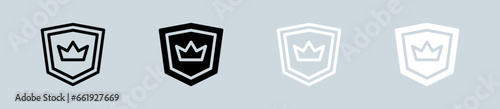 Trust icon set in black and white. Shield signs vector illustration.