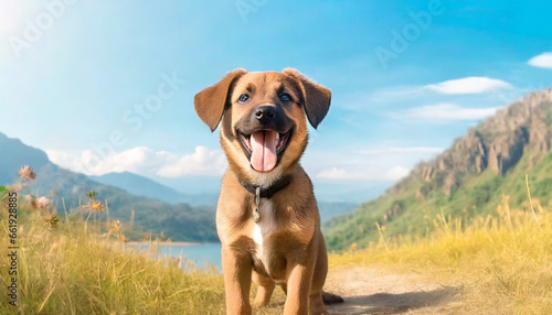 Firefly dog happy , photography concept, cute little puppy enjoying nature