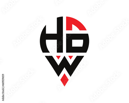 HOW letter location shape logo design. HOW letter location logo simple design.