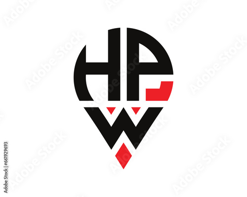 Free Download HPW letter location shape logo design. HPW letter location logo simple design. - GFXLoad