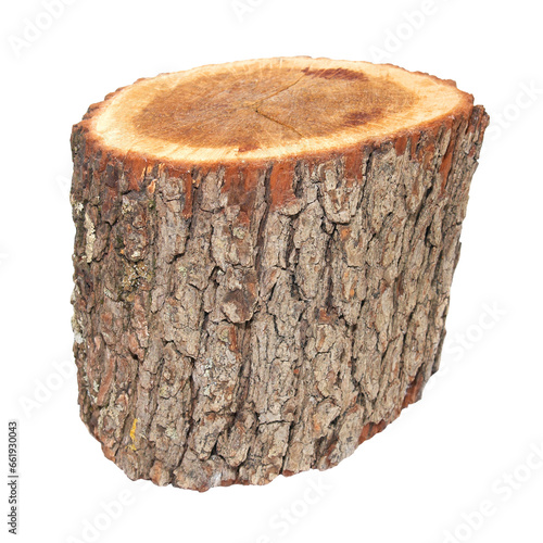 Wooden stump isolated on white png image