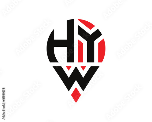 Free Download HYW letter location shape logo design. HYW letter location logo simple design. - GFXLoad