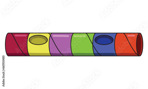 Cat tunnel. Collapsible toy colorful tube. Hiding and resting place for indoor pet. Isolated on white background.
