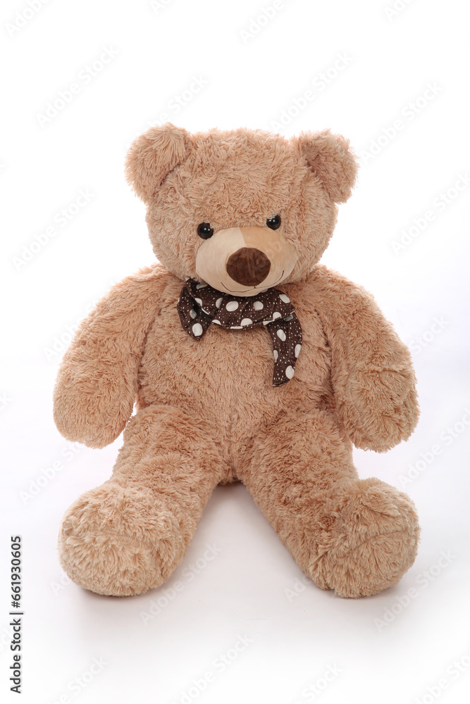 Classic teddy bear isolated on a white background.