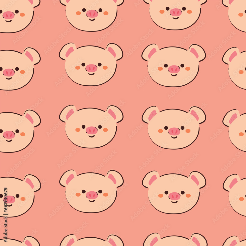 cute seamless pattern cartoon pig in pink wallpaper. cute animals pattern for kids, gift wrap paper, fabric print cute seamless pattern cartoon pig in pink wallpaper. cute animals pattern for kids, gift wrap paper, fabric print