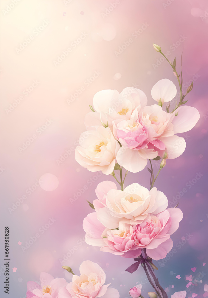Fototapeta premium Background with flowers in soft colors . AI