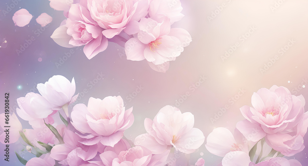 Background with flowers in soft colors . AI