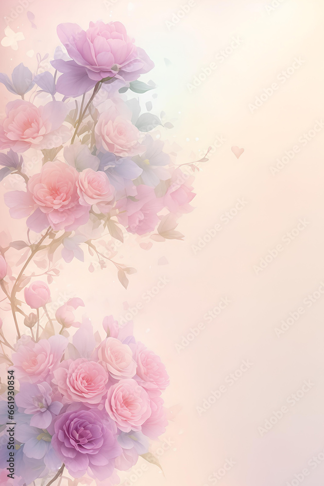 Background with flowers in soft colors . AI