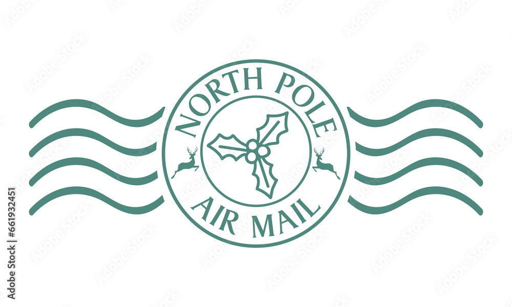 North Pole Air Mail Sign Stamp Design. North Pole Air Mail Sign Stamp Design.