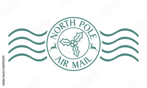 North Pole Air Mail Sign Stamp Design.