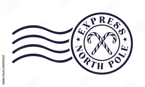 Express North Pole Sign Stamp Design.