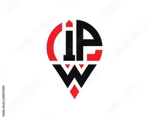 Free Download IPW letter location shape logo design. IPW letter location logo simple design. - GFXLoad