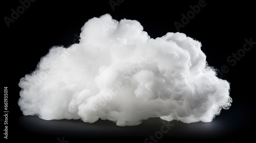 Representation of a soft, white 3D cloud on a dark background. Soft ozone cloud close-up in professional image.