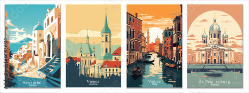 European Wonders Vector Art Poster Collection