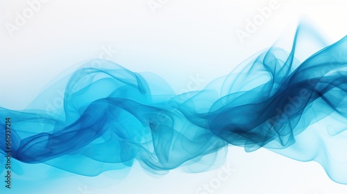 Abstract flying cyan smoke isolated white background. AI generated image