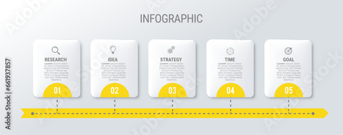 Business infographic template design icons 5 options or steps
