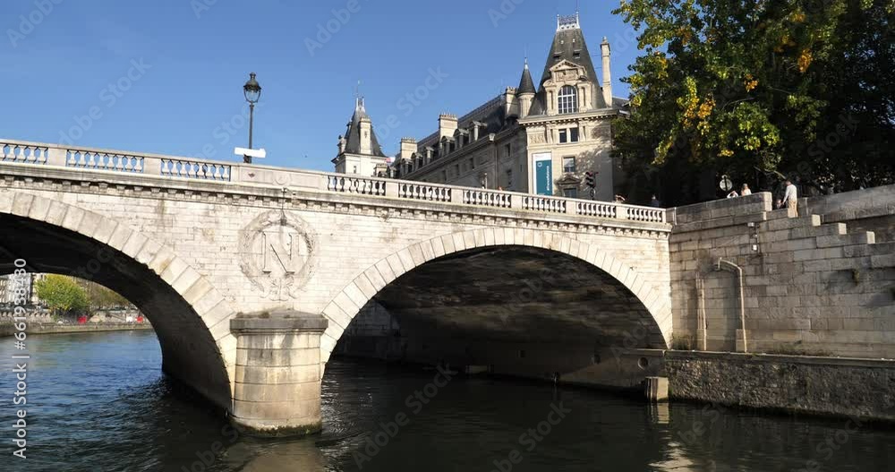 The Pont Saint Michel , bank of the Seine river, Paris, France The Pont Saint Michel , bank of the Seine river, Paris, France