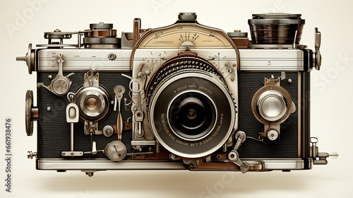 Vintage Camera: A detailed drawing of a vintage camera, highlighting the retro details and craftsmanship.