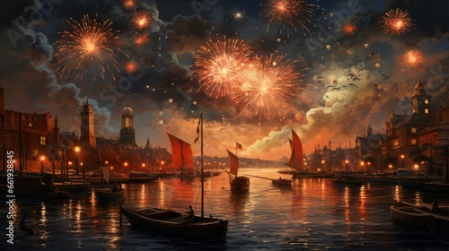 Wallpaper Mural Fireworks over the Grand Canal at night, London, United Kingdom Torontodigital.ca
