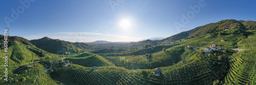 Obraz na płótnie Aerial view of the hills in the Prosecco area of Valdobbiadene w salonie