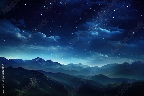 Night Sky above Mountain Range