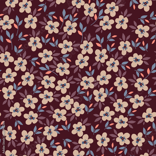 seamless, spaced out, floral pattern, flowers in bunches, clusters