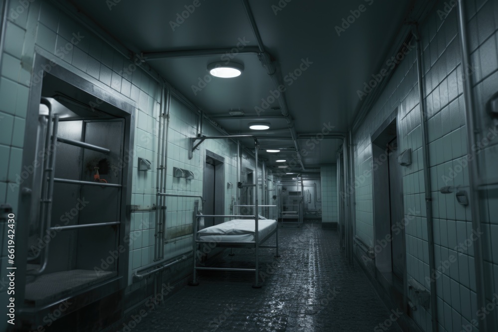 Hospital Hallway with Bed and Sink