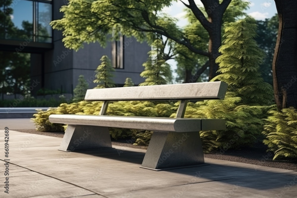 Concrete Bench in Front of Building