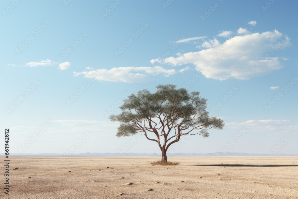 Solitary Tree in Desert Landscape